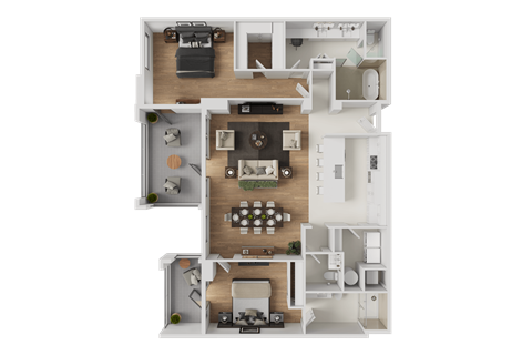 Floor plan for 2 beds, 2.5 baths, 1629 sqft